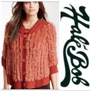 Hale Bob Rabbit fur poncho with sleeves